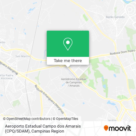 Mapa Aeroporto Estadual Campo dos Amarais (CPQ / SDAM)