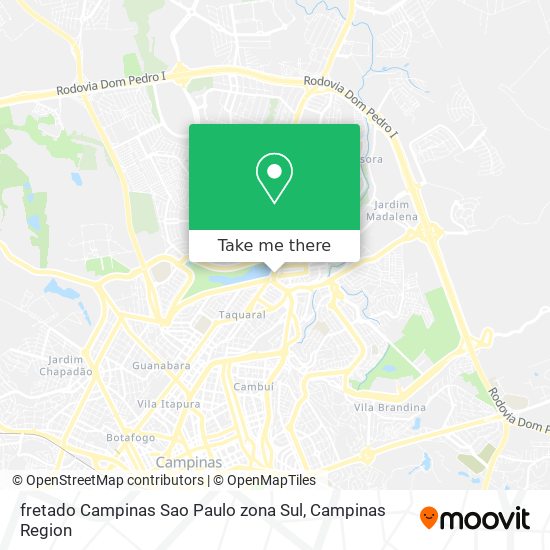 Mapa fretado Campinas Sao Paulo zona Sul