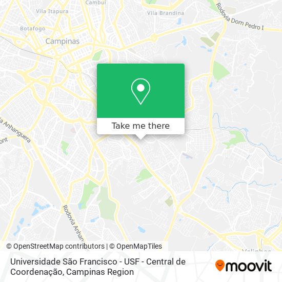 Mapa Universidade São Francisco - USF - Central de Coordenação
