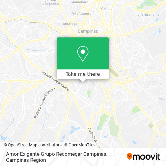 Mapa Amor Exigente Grupo Recomeçar Campinas