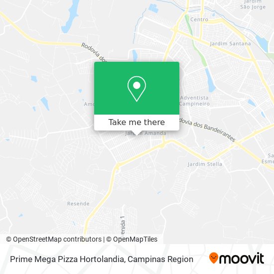 Mapa Prime Mega Pizza Hortolandia