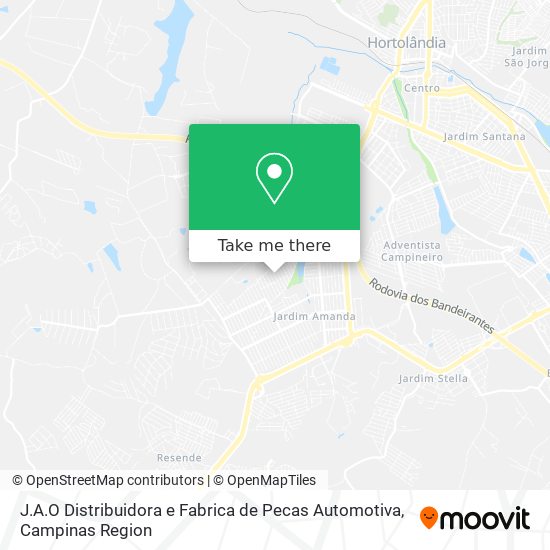 Mapa J.A.O Distribuidora e Fabrica de Pecas Automotiva
