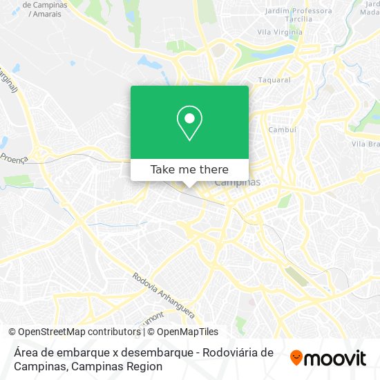 Área de embarque x desembarque - Rodoviária de Campinas map