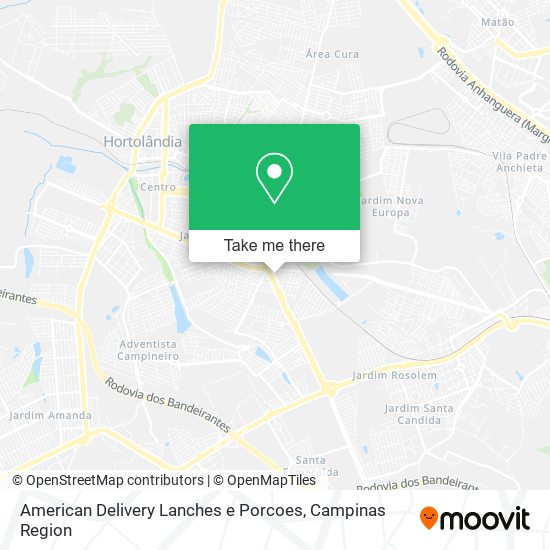 Mapa American Delivery Lanches e Porcoes