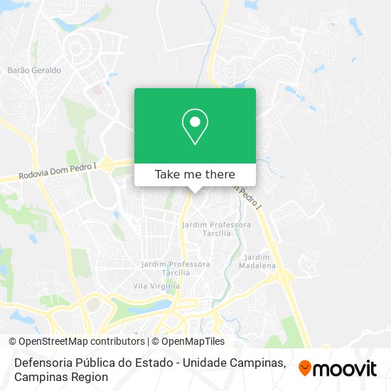Mapa Defensoria Pública do Estado - Unidade Campinas