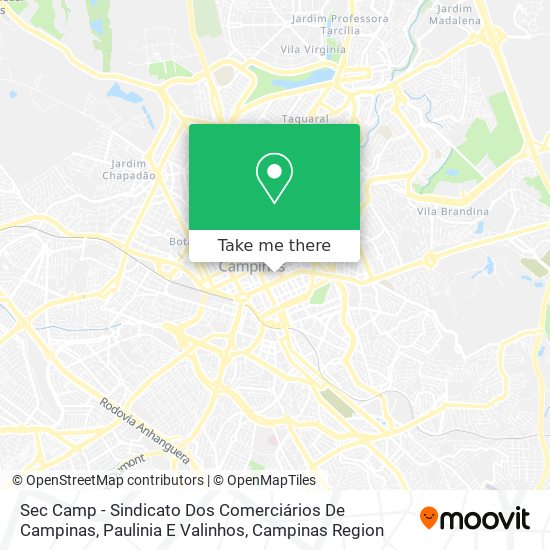 Sec Camp - Sindicato Dos Comerciários De Campinas, Paulinia E Valinhos map