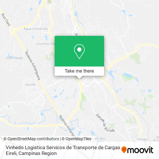 Mapa Vinhedo Logistica Servicos de Transporte de Cargas Eireli