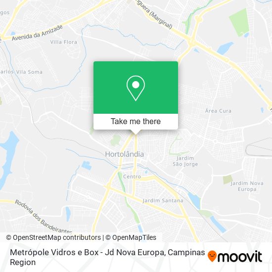 Mapa Metrópole Vidros e Box - Jd Nova Europa