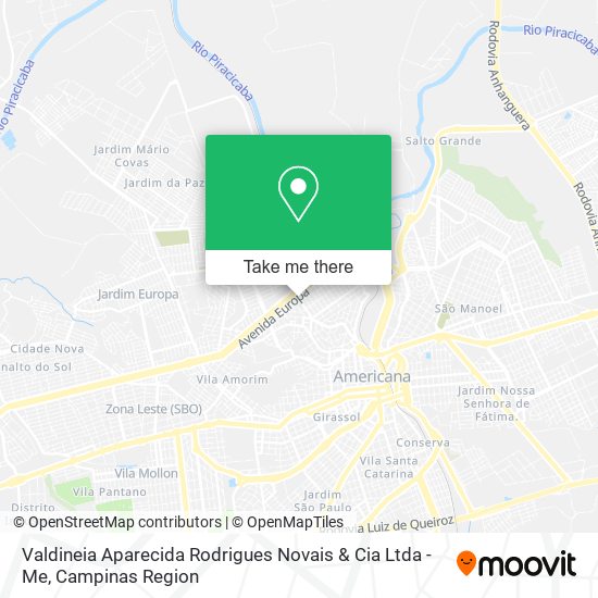 Mapa Valdineia Aparecida Rodrigues Novais & Cia Ltda - Me