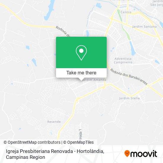 Mapa Igreja Presbiteriana Renovada - Hortolândia