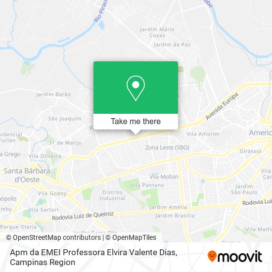 Mapa Apm da EMEI Professora Elvira Valente Dias