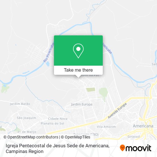 Mapa Igreja Pentecostal de Jesus Sede de Americana