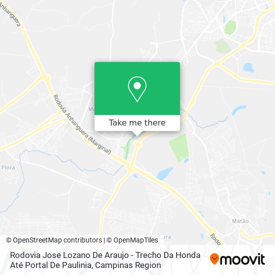 Rodovia Jose Lozano De Araujo - Trecho Da Honda Até Portal De Paulinia map