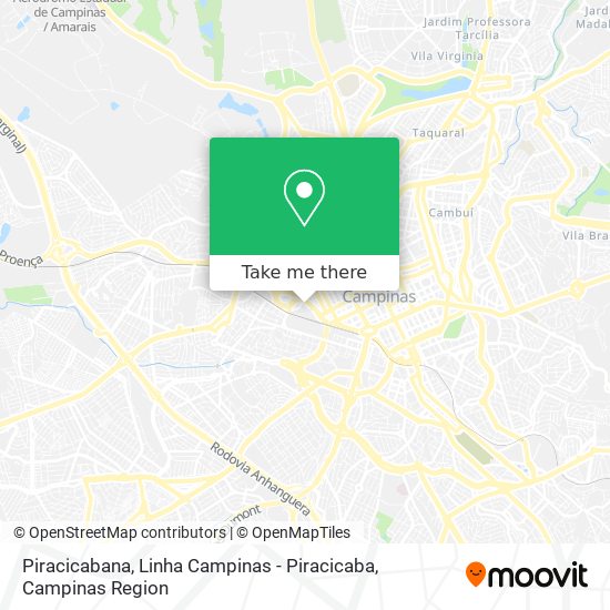 Mapa Piracicabana, Linha Campinas - Piracicaba