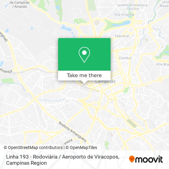 Mapa Linha 193 - Rodoviária / Aeroporto de Viracopos