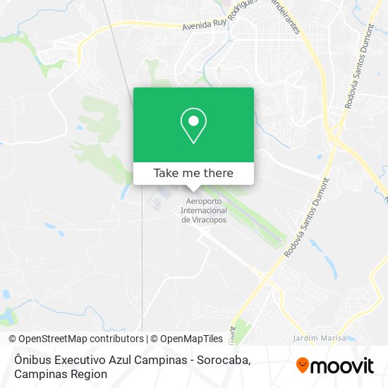 Ônibus Executivo Azul Campinas - Sorocaba map