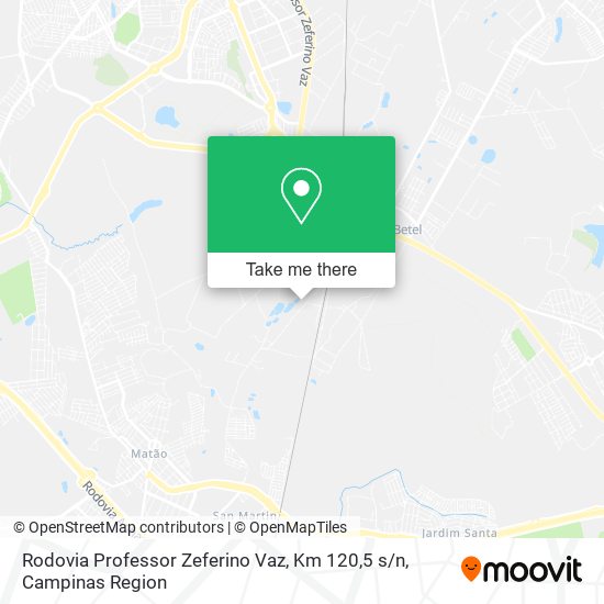 Mapa Rodovia Professor Zeferino Vaz, Km 120,5 s / n