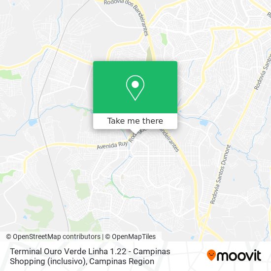 Mapa Terminal Ouro Verde Linha 1.22 - Campinas Shopping (inclusivo)