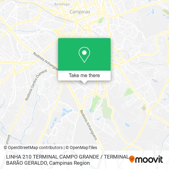 LINHA 210 TERMINAL CAMPO GRANDE / TERMINAL BARÃO GERALDO map