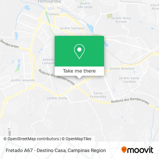 Fretado A67 - Destino Casa map
