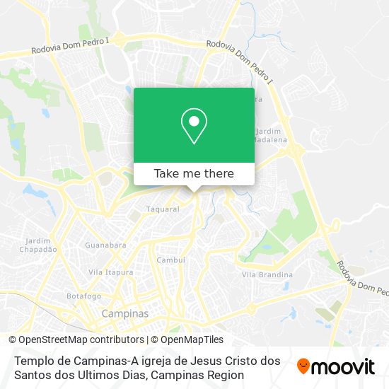 Mapa Templo de Campinas-A igreja de Jesus Cristo dos Santos dos Ultimos Dias