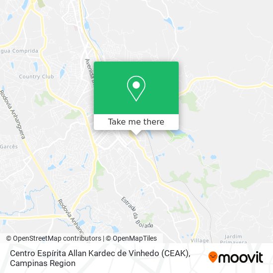 Mapa Centro Espírita Allan Kardec de Vinhedo (CEAK)