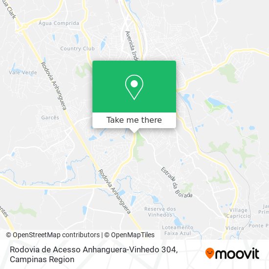 Mapa Rodovia de Acesso Anhanguera-Vinhedo 304