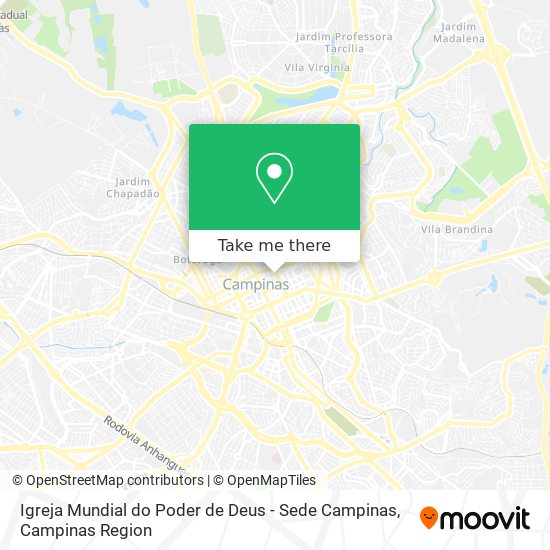 Igreja Mundial do Poder de Deus - Sede Campinas map