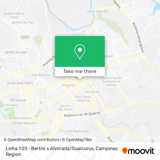 Linha 105 - Bertini x Alvorada / Guaicurus map