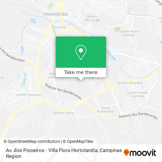 Av. dos Pioneiros - Villa Flora Hortolandia map