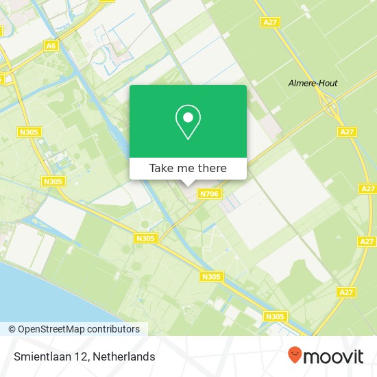 Smientlaan 12, 1343 AS Almere-Hout Karte