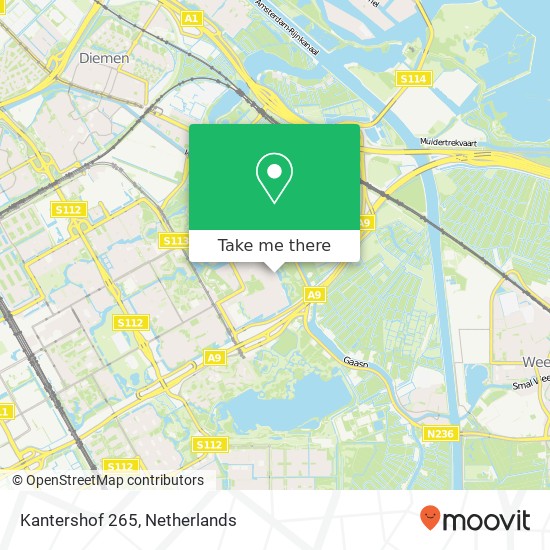 Kantershof 265, 1104 GN Amsterdam map