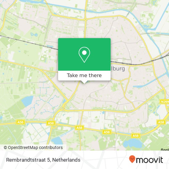 Rembrandtstraat 5, 5025 PE Tilburg map