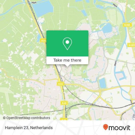 Hamplein 23, 4822 VR Breda Karte