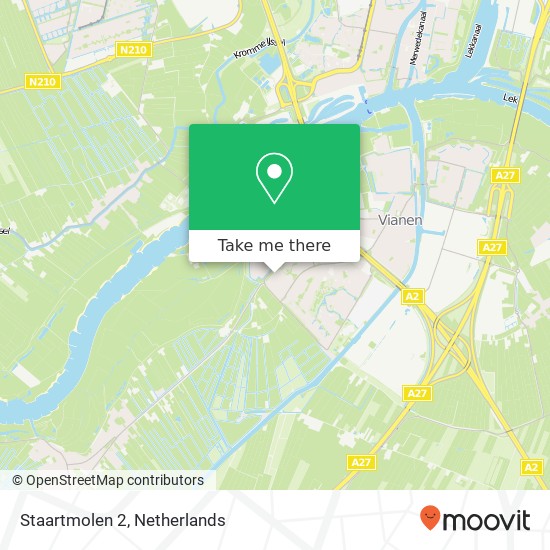 Staartmolen 2, 4133 GB Vianen map