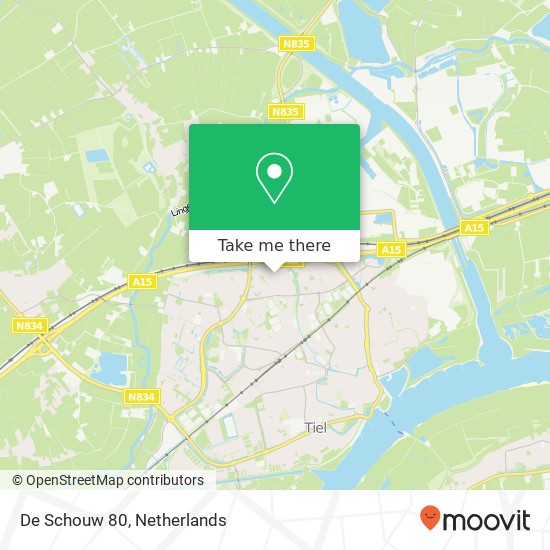 De Schouw 80, 4002 GM Tiel map