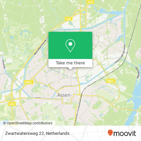 Zwartwatersweg 22, 9402 SR Assen map