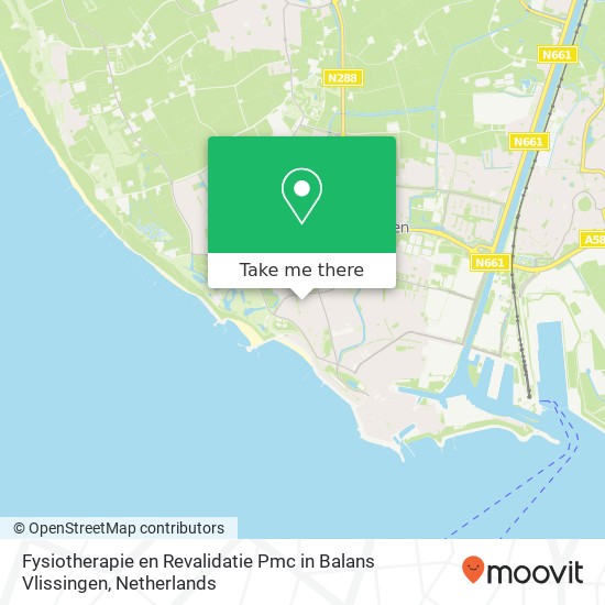 Fysiotherapie en Revalidatie Pmc in Balans Vlissingen, Vredehoflaan 370 map