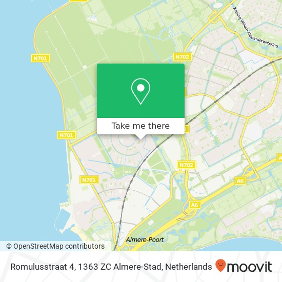 Romulusstraat 4, 1363 ZC Almere-Stad Karte