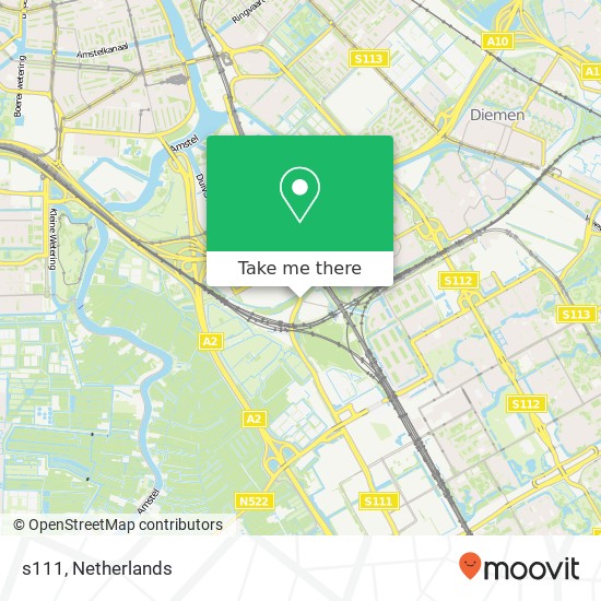 s111, 1114 Amsterdam-Duivendrecht Karte