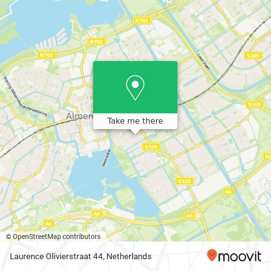 Laurence Olivierstraat 44, 1325 KD Almere-Stad Karte