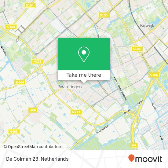 De Colman 23, 2291 JK Wateringen Karte