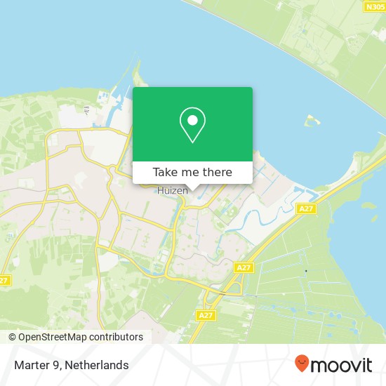 Marter 9, 1273 KD Huizen map