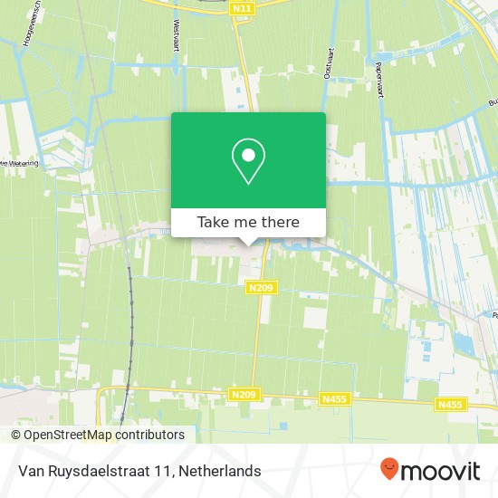 Van Ruysdaelstraat 11, 2391 CW Hazerswoude-Dorp map