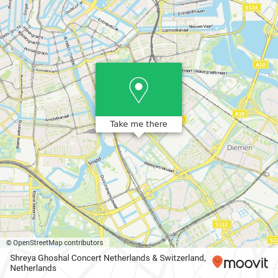 Shreya Ghoshal Concert Netherlands & Switzerland map