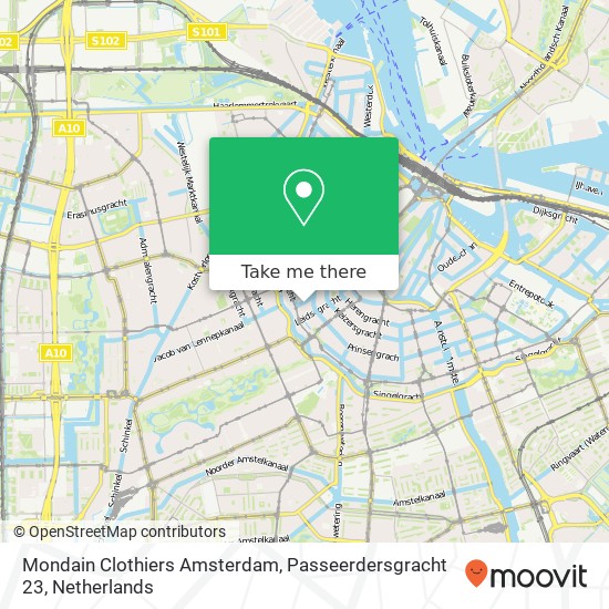 Mondain Clothiers Amsterdam, Passeerdersgracht 23 Karte