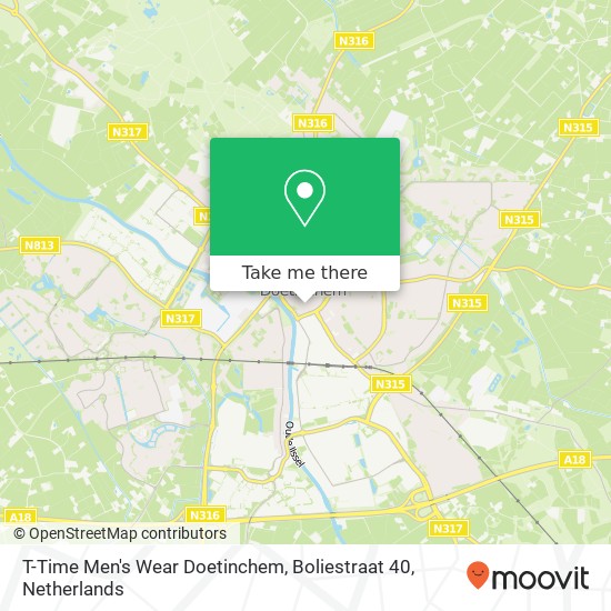 T-Time Men's Wear Doetinchem, Boliestraat 40 map