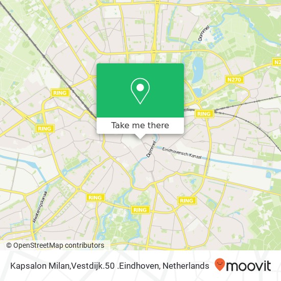 Kapsalon Milan,Vestdijk.50 .Eindhoven, Vestdijk 50 map