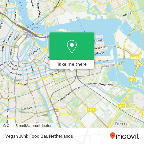 Vegan Junk Food Bar, Eerste van Swindenstraat 389 map