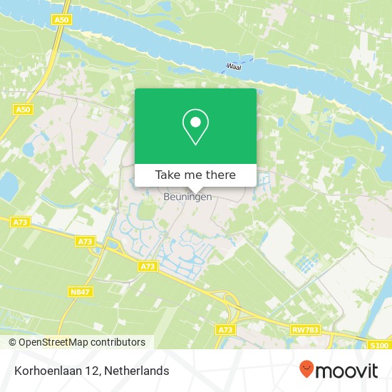 Korhoenlaan 12, 6641 XS Beuningen map